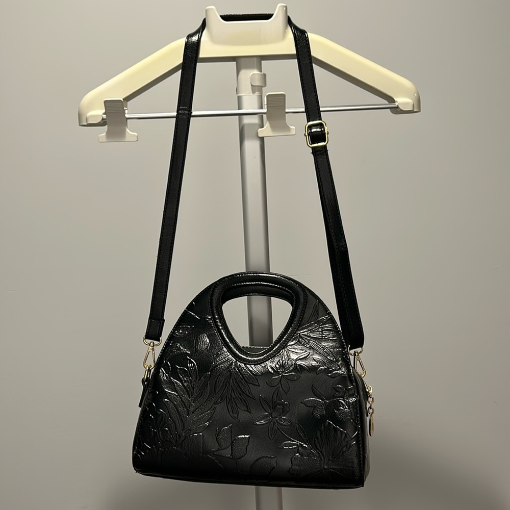 Black vegan leather small satchel/bag
